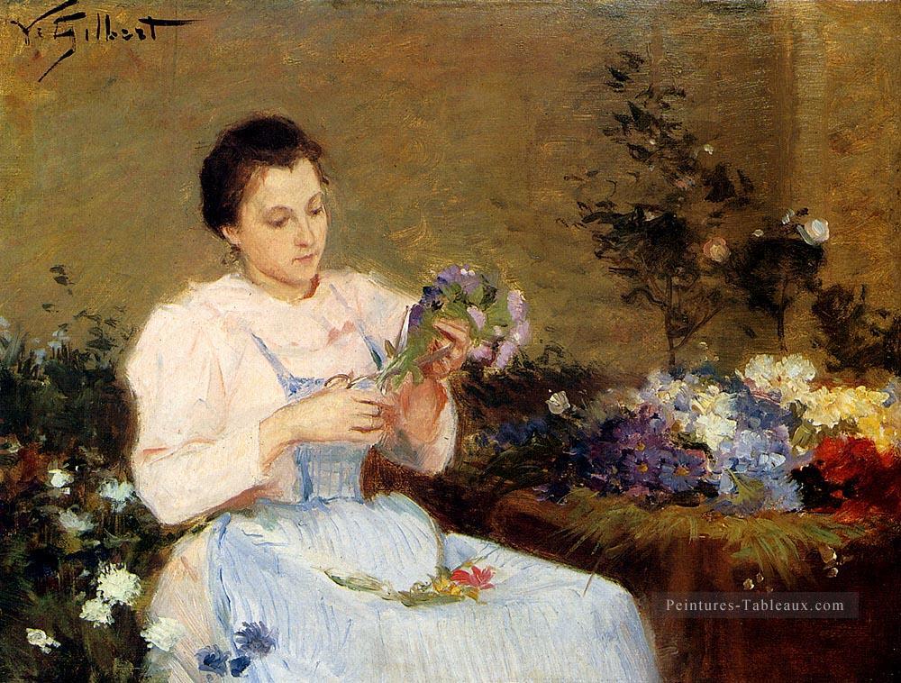 Arrangement Fleurs pour un bouquet de printemps genre Victor Gabriel Gilbert Peintures à l'huile